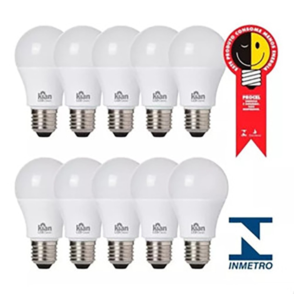 Kit Com 10 Unidades Lâmpada Led Bulbo Kian 9w Amarela 3000k Bivolt