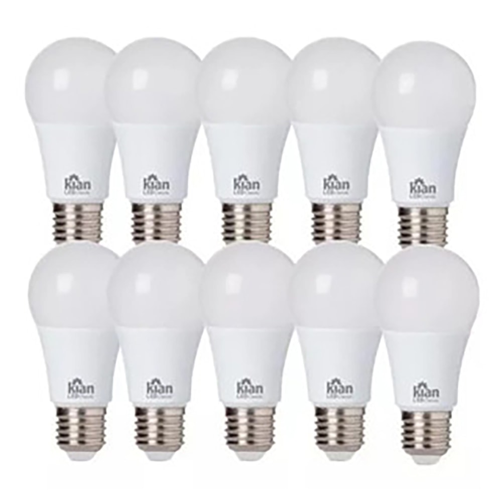 Kit Com 10 Unidades Lâmpada Led Bulbo Kian 9w Amarela 3000k Bivolt