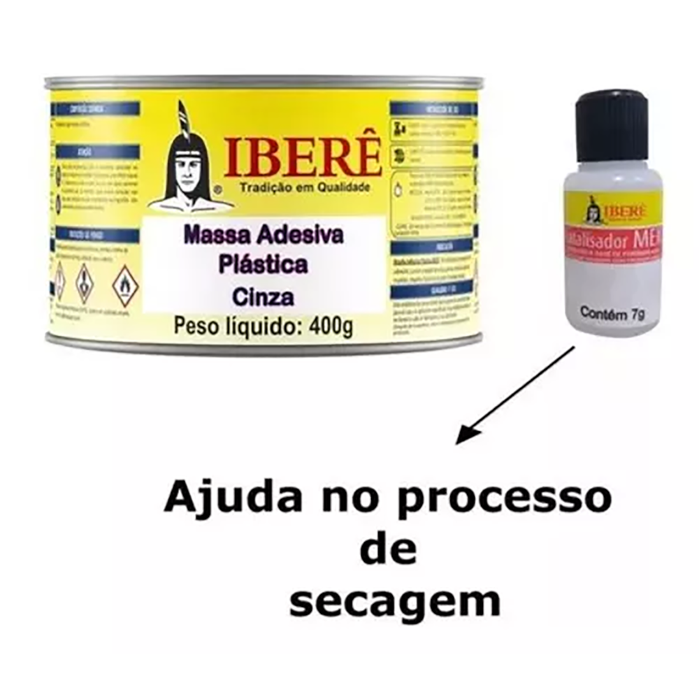 Kit Com 12 Massa Adesiva 400gr Cinza Ibere