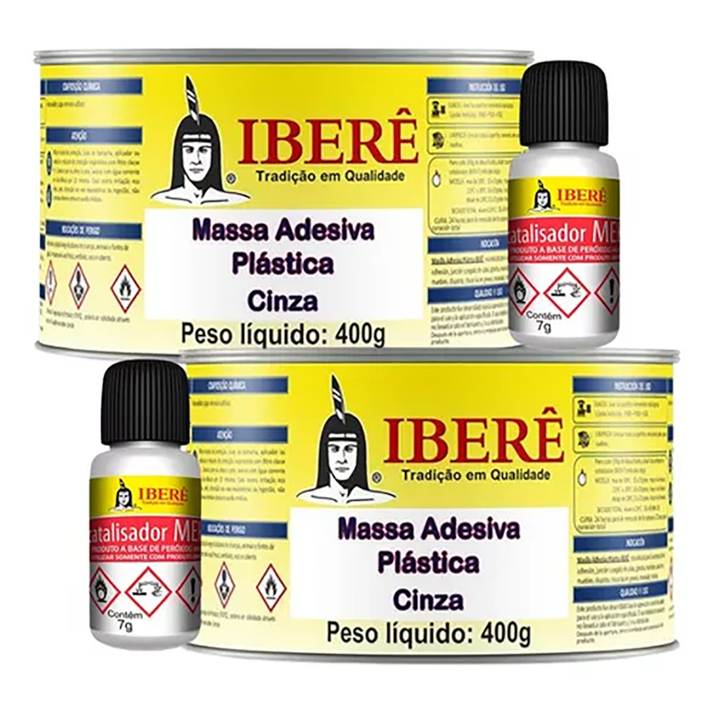 Kit Com 12 Massa Adesiva 400gr Cinza Ibere