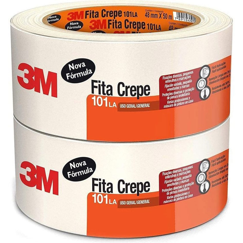 Kit Com 2 Fita Crepe Multiuso 48mmX50m 3M