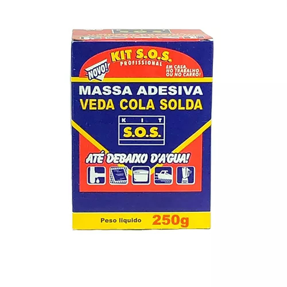 Kit Com 2 Massa Adesiva Multiuso 250g S.O.S Vedatudo