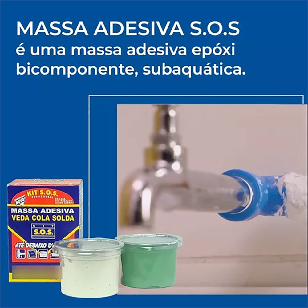 Kit Com 2 Massa Adesiva Multiuso 250g S.O.S Vedatudo