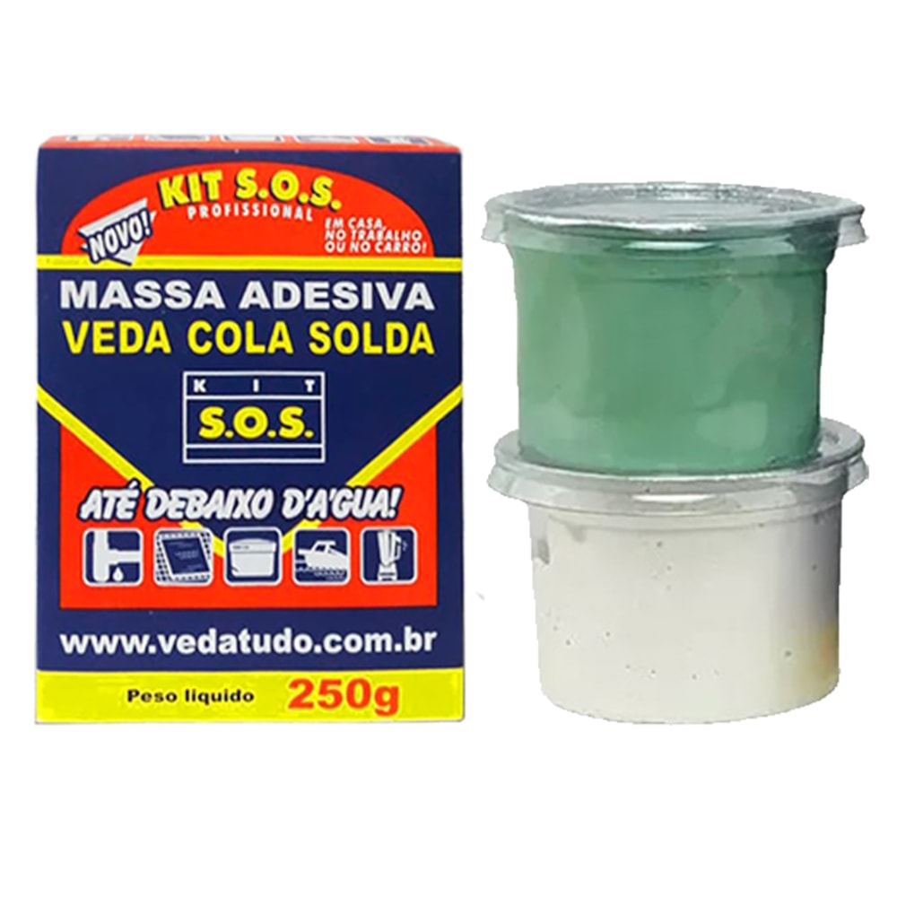 Kit Com 2 Massa Adesiva Multiuso 250g S.O.S Vedatudo