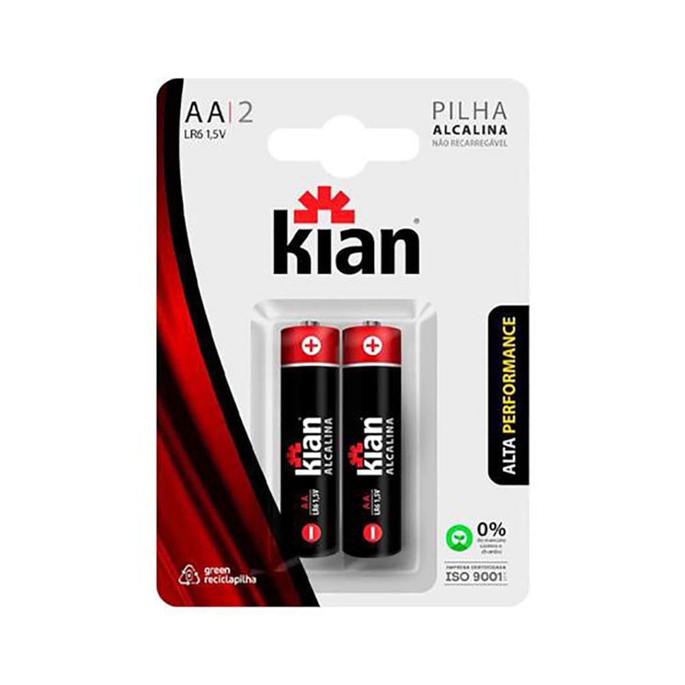 Kit com 24 Pilhas Alcalinas AA KIAN