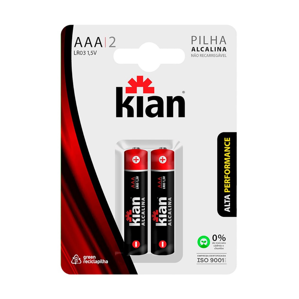 Kit com 24 Pilhas Alcalinas Palito AAA KIAN