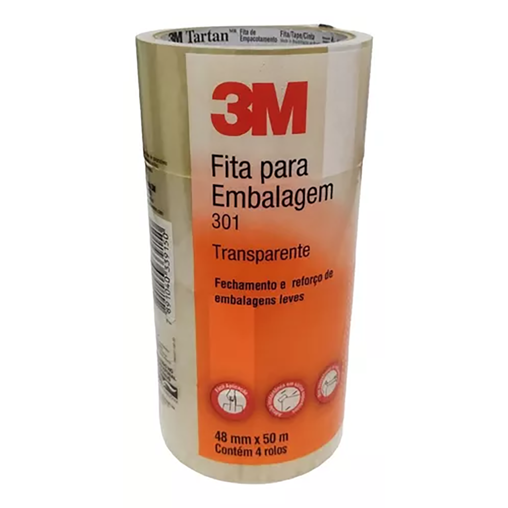 Kit Com 4 Fita Para Empacotamento Transparente 48mmX50m 3M