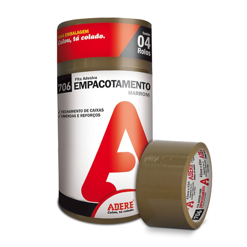 Kit Com 4 Fitas Para Empacotamento Marrom 45mmX40mm Adere