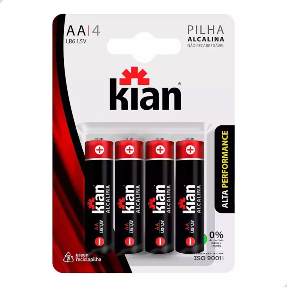 Kit com 48 Pilhas Alcalinas AA KIAN