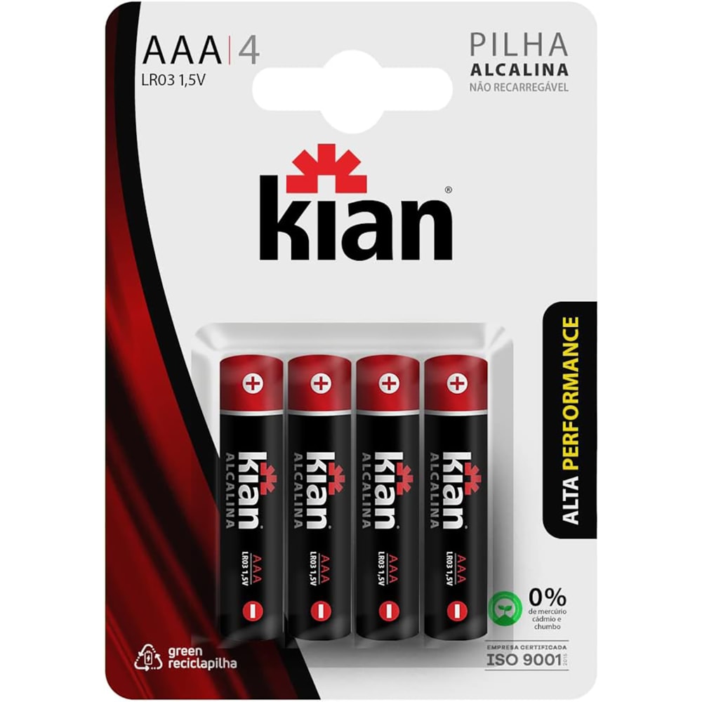 Kit com 48 Pilhas Alcalinas Palito AAA KIAN