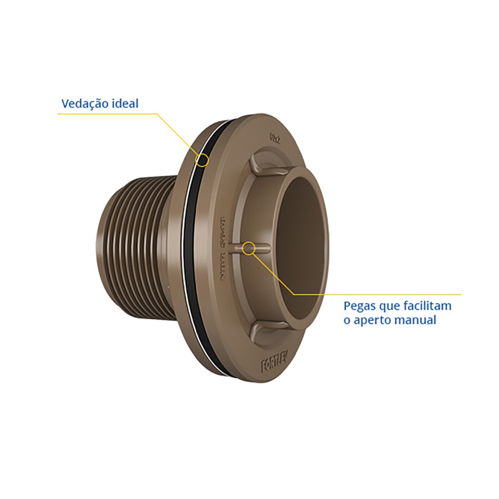 Kit com 6 Adaptadores Flange Soldavel Para Caixa Dagua 40mm X 1.1/4'' Fortlev