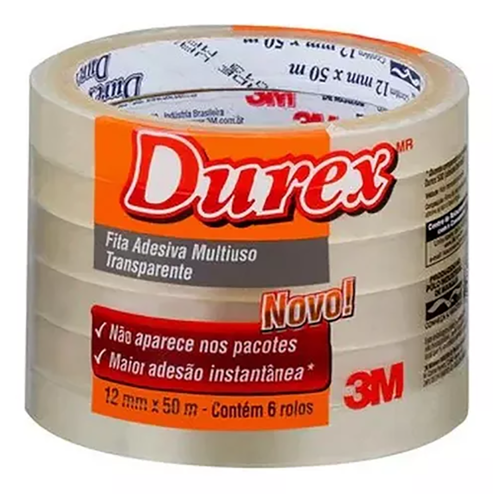 Kit Com 6 Fita Durex Transparente 12mmX50m 3M