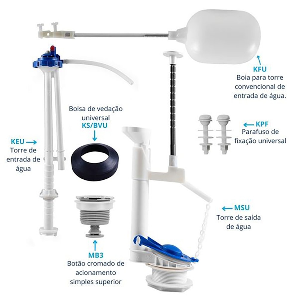 Kit Completo Caixa Acoplada Astra Acionamento Superior