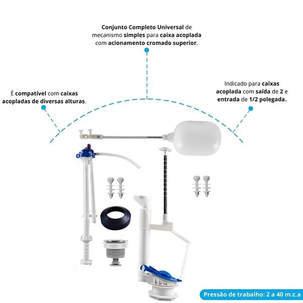 Kit Completo Caixa Acoplada Astra Acionamento Superior