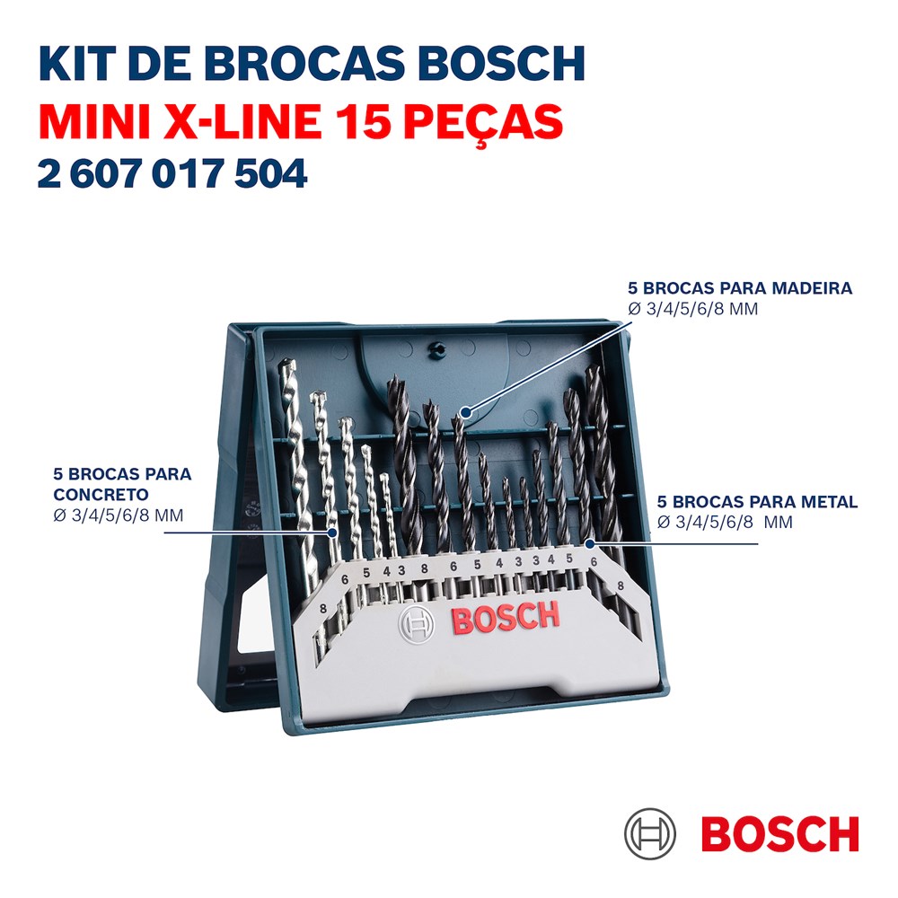 Kit Mini X-Line com 15 brocas para perfurar Bosch