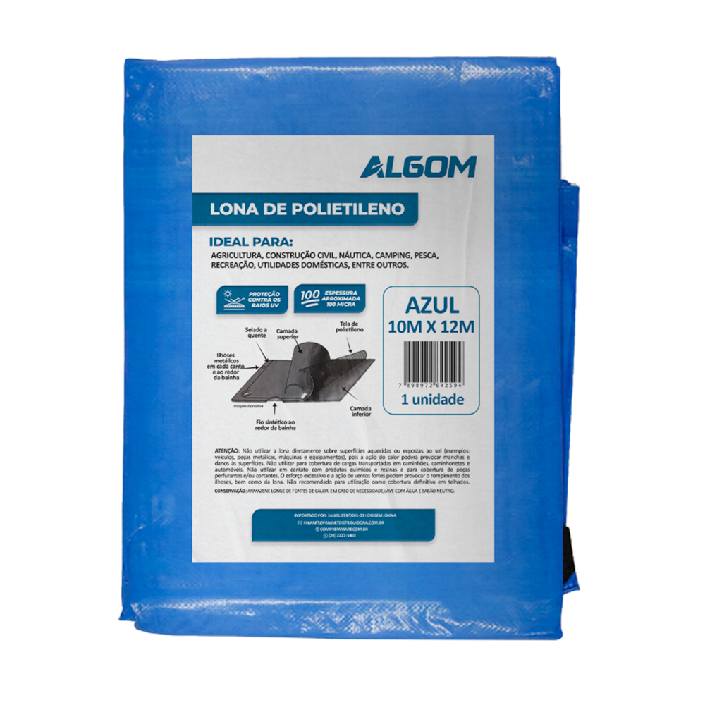 Lona de Plastico Azul 10x12m 100 micras Algom