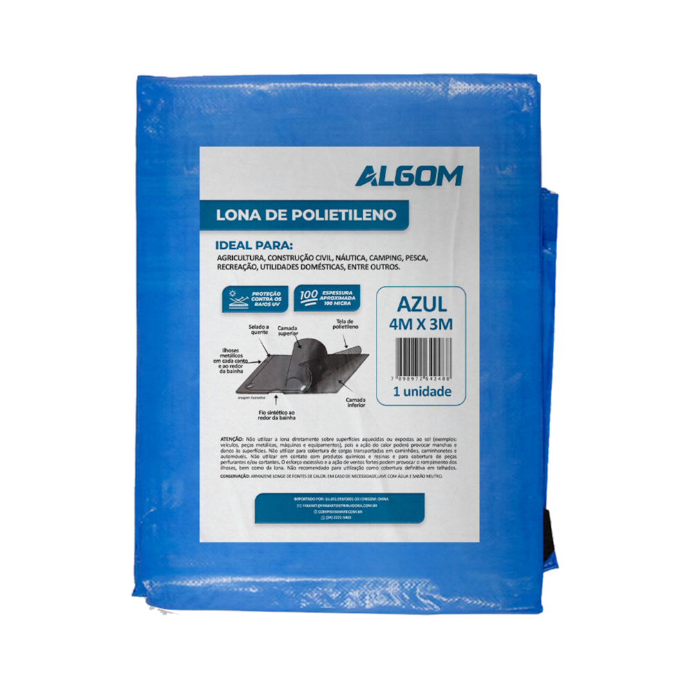 Lona de Plastico Azul 4x3m 100 micras Algom