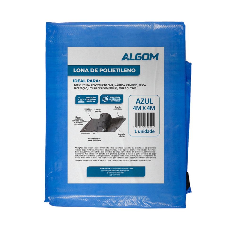 Lona de Plastico Azul 4x4m 100 micras Algom