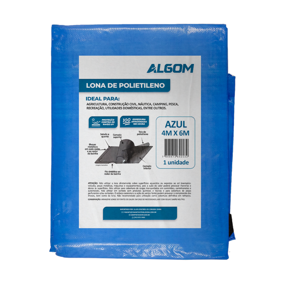 Lona de Plastico Azul 4x6m 100 micras Algom