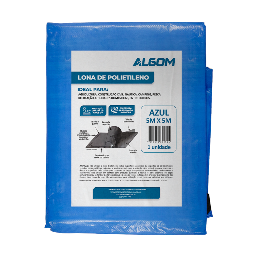 Lona de Plastico Azul 5x5m 100 micras Algom