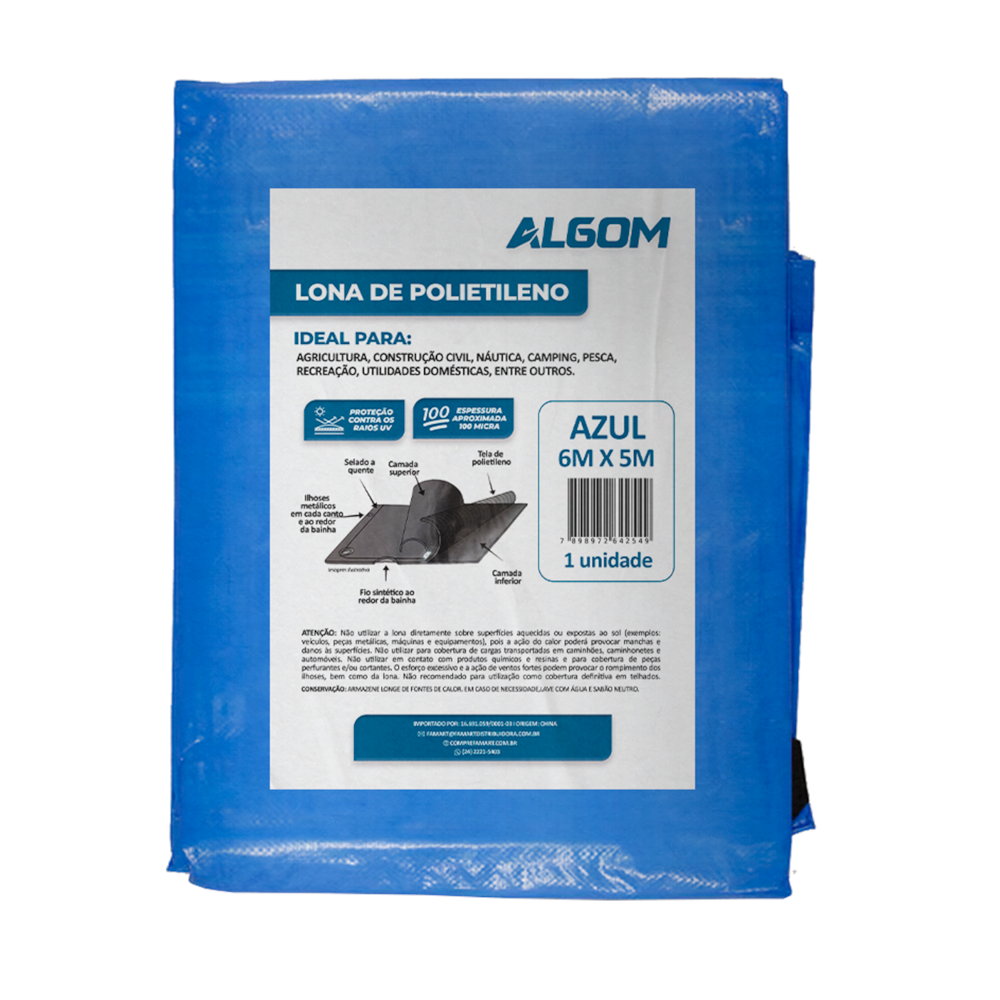 Lona de Plastico Azul 6x5m 100 micras Algom