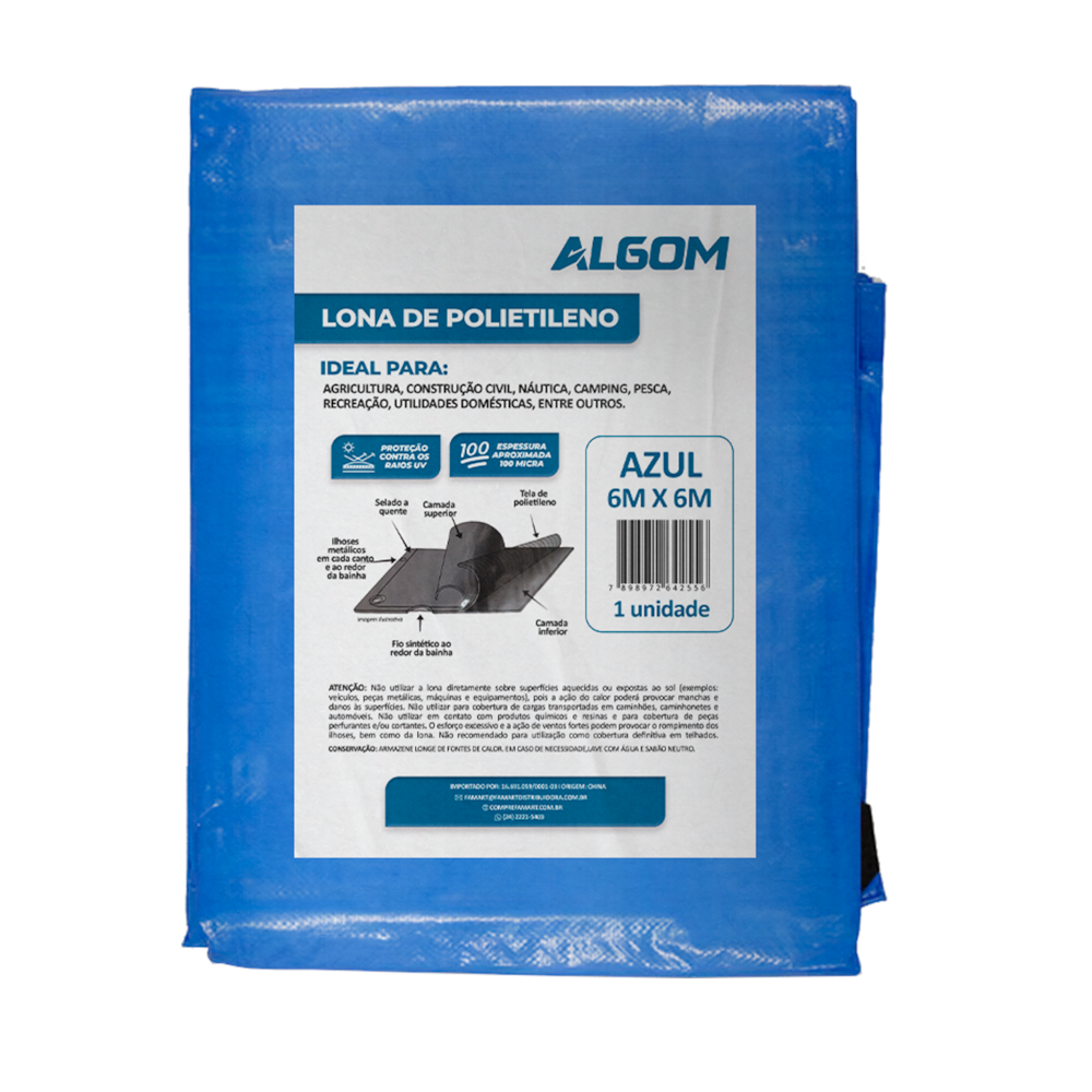 Lona de Plastico Azul 6x6m 100 micras Algom