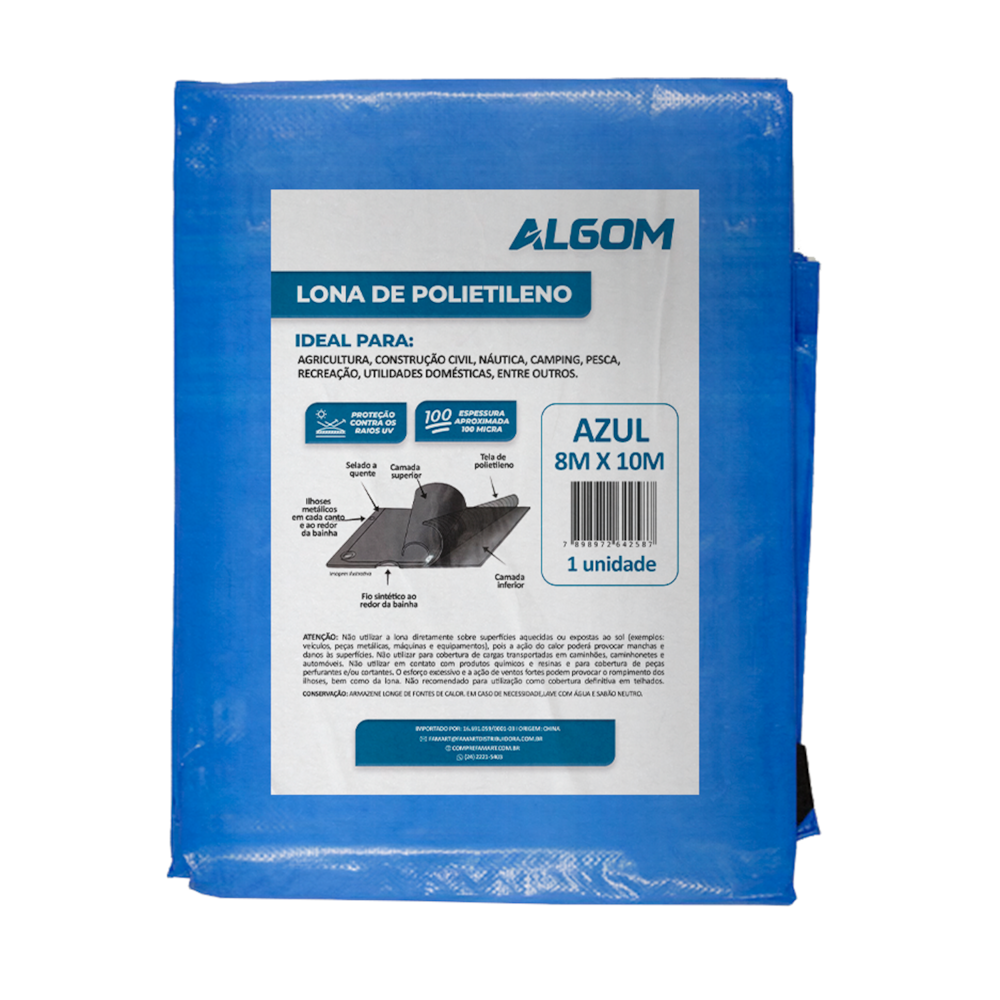 Lona de Plastico Azul 8x10m 100 micras Algom