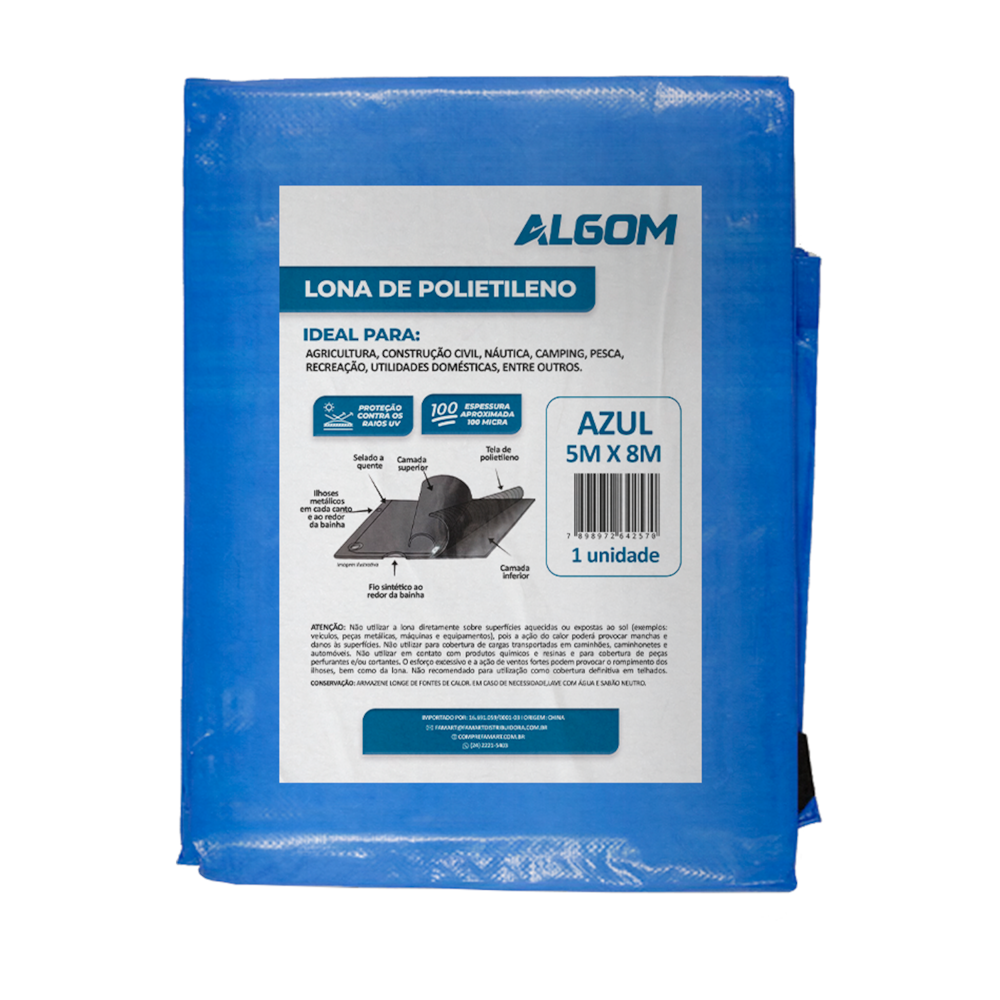 Lona de Plastico Azul 8x5m 100 micras Algom