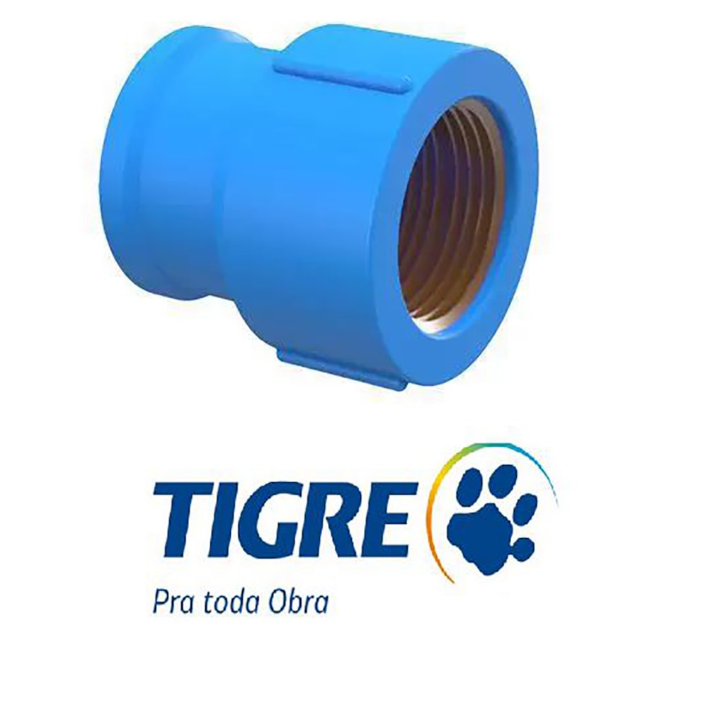 Luva Redução PVC Soldável Azul Bucha 25mm X 1/2" Tigre