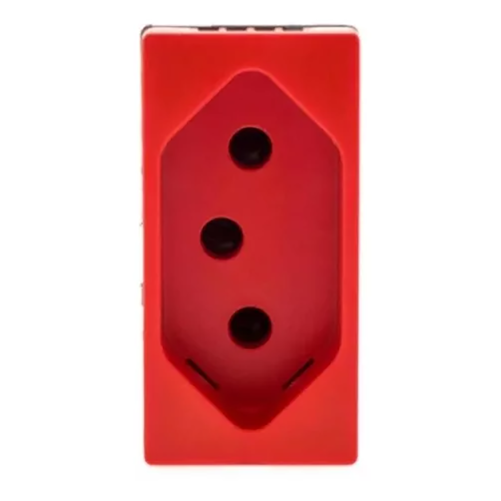 Modulo Tomada Vermelho 2 Pinos+Terra 10a Borne Auto Pial Plus