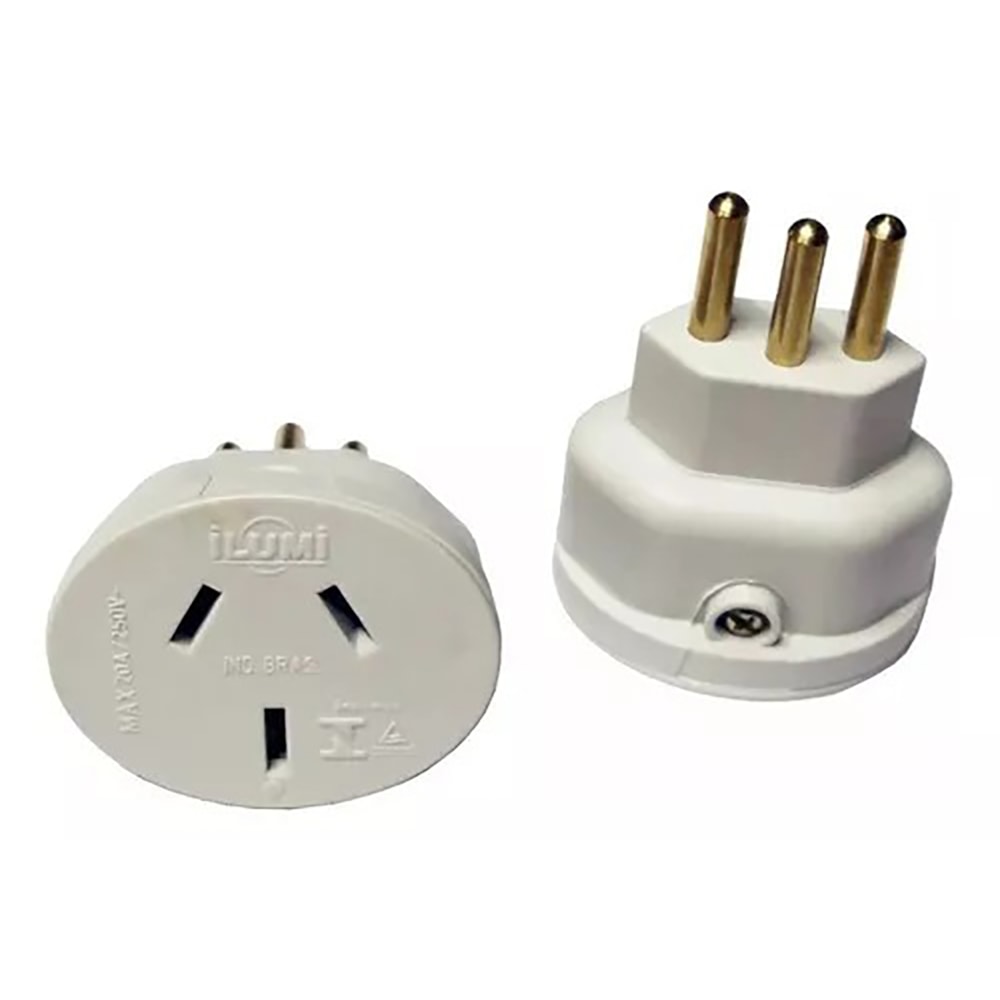 Pacote 10 unid Pino Adaptador Chato 3 Pontas Branco 20A Ilumi