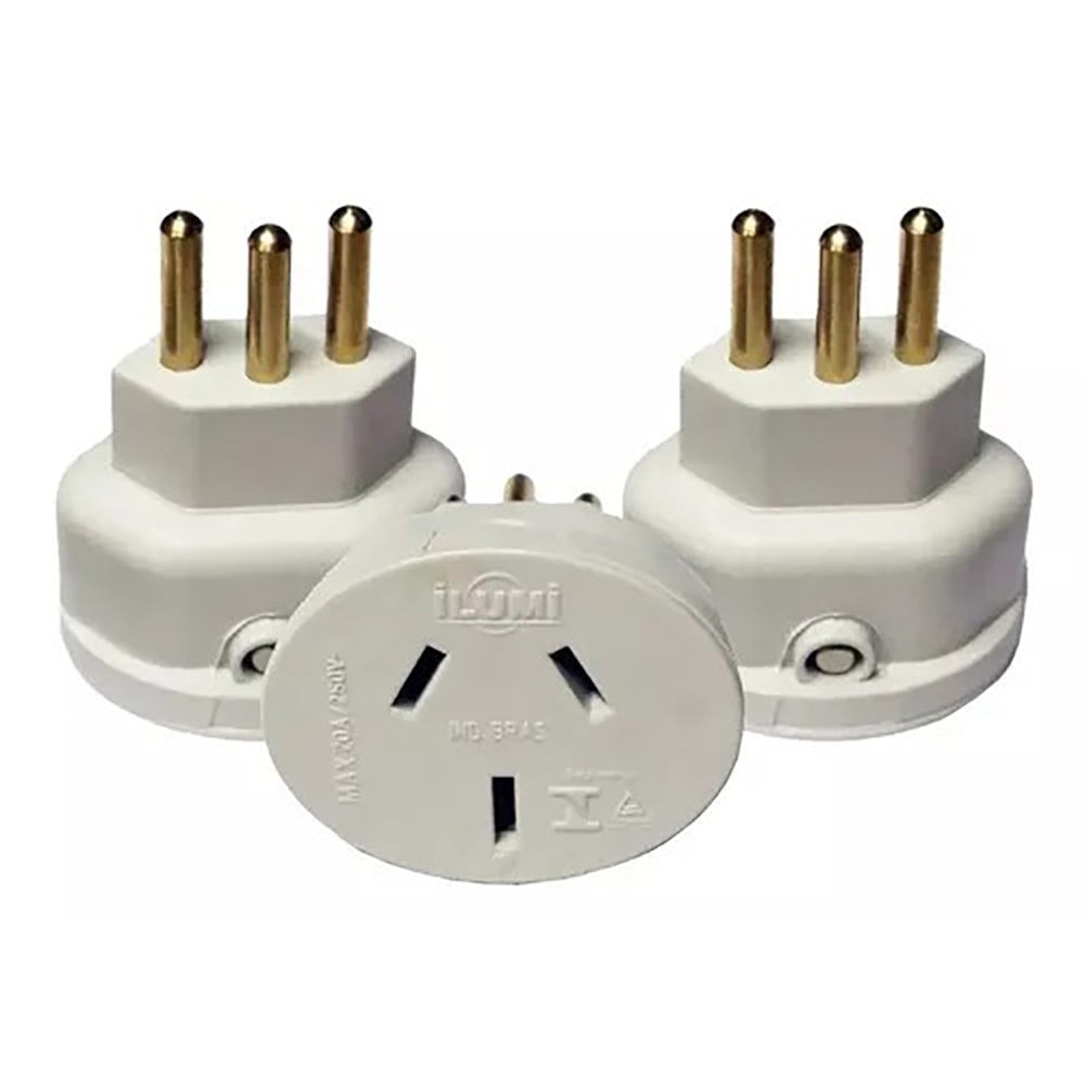 Pacote 10 unid Pino Adaptador Chato 3 Pontas Branco 20A Ilumi