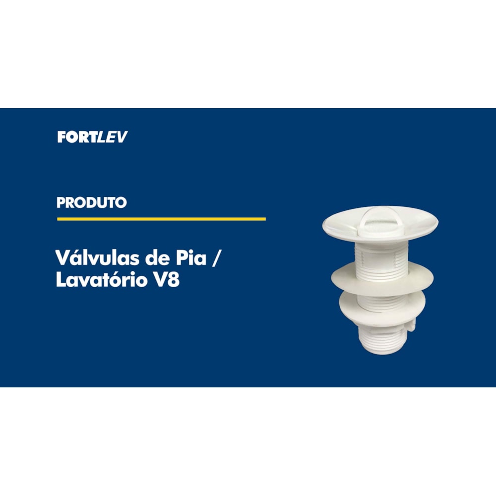 Pacote 20 unid Válvula Para Pia e Lavatório 7/8 Branco V8 Fortlev