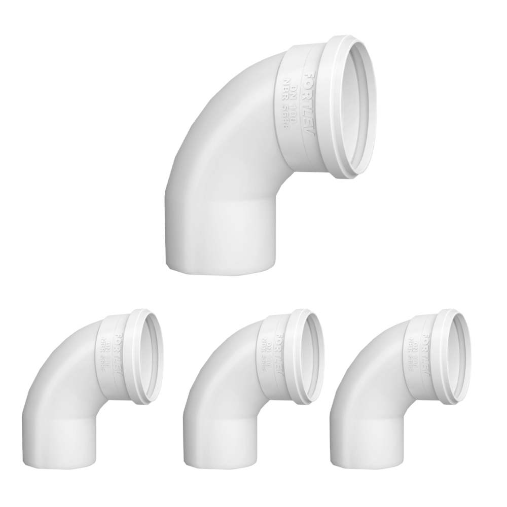 Pacote 25 unid Curva PVC 90° Curta para Tubo Esgoto 40mm Fortlev