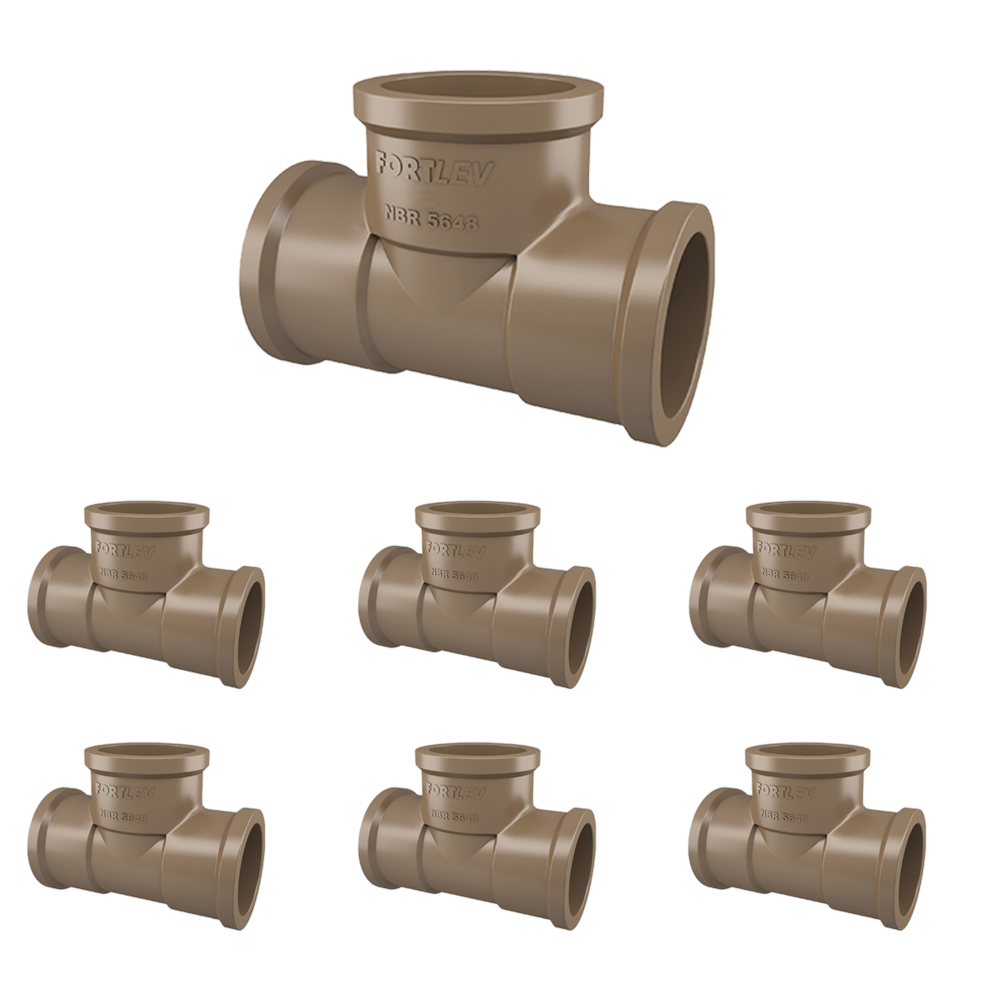 Pacote 50 unid Te Soldavel Marrom 25mm Fortlev