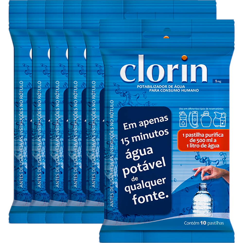 Pastilha Cloro Desinfetante 1mg Pacote com 6 unidades Clorin