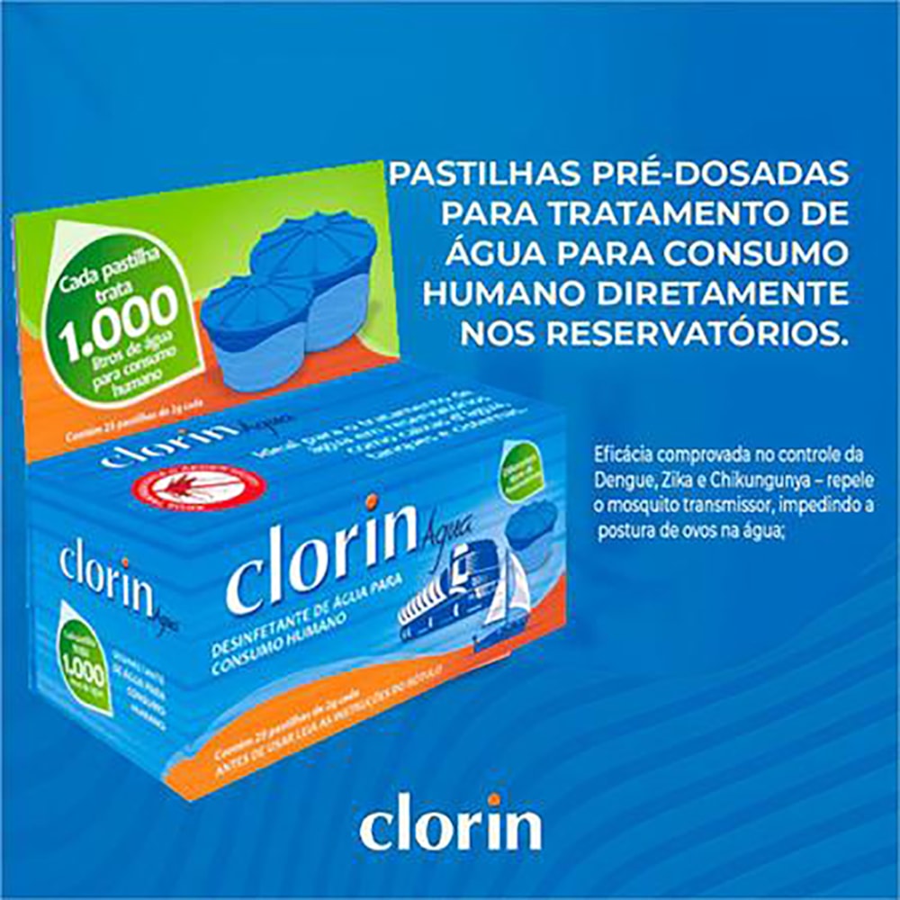 Pastilha Cloro Desinfetante 2g Com 25 unidades Clorin