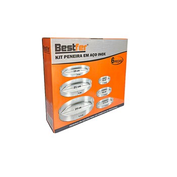 Peneiras Aço Inox Kit c/6 Diâmetros Bestfer