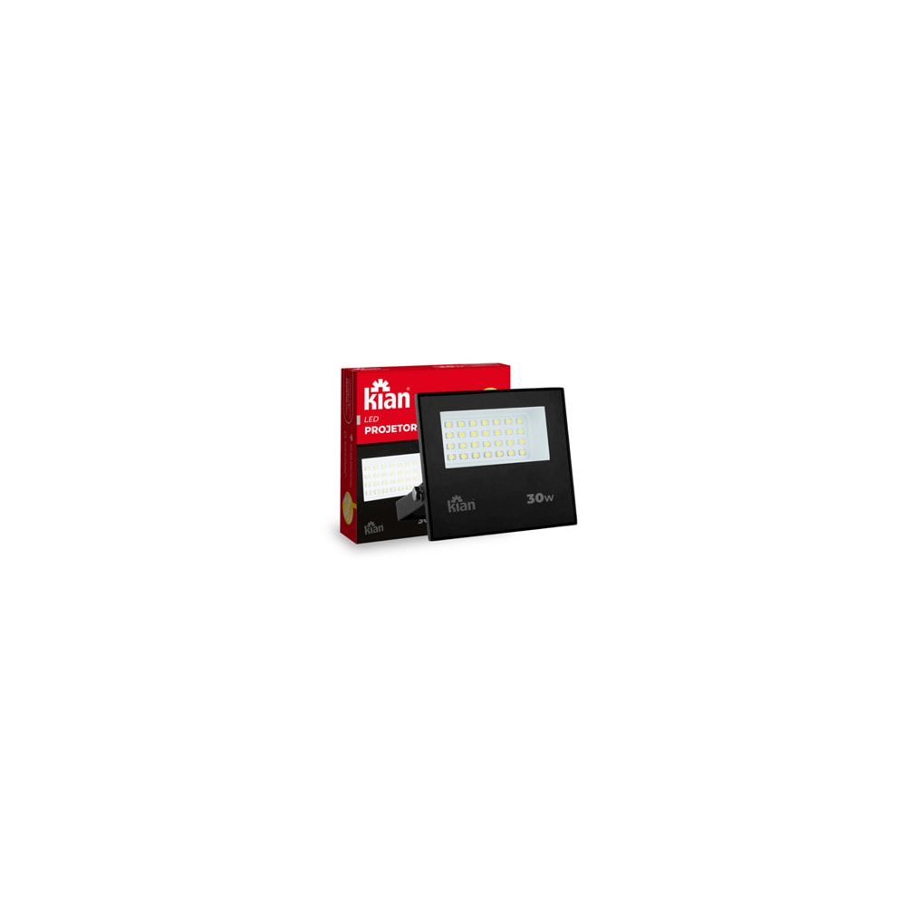Projetor Holofote Led 30w 3,000k Preto Kian