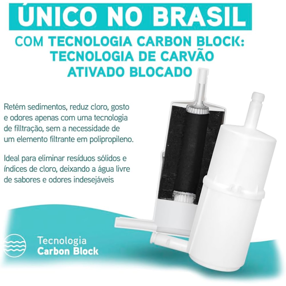 Refil de Agua Compacto HF Gioviale Hidrofiltros Carvão Ativado Blocato