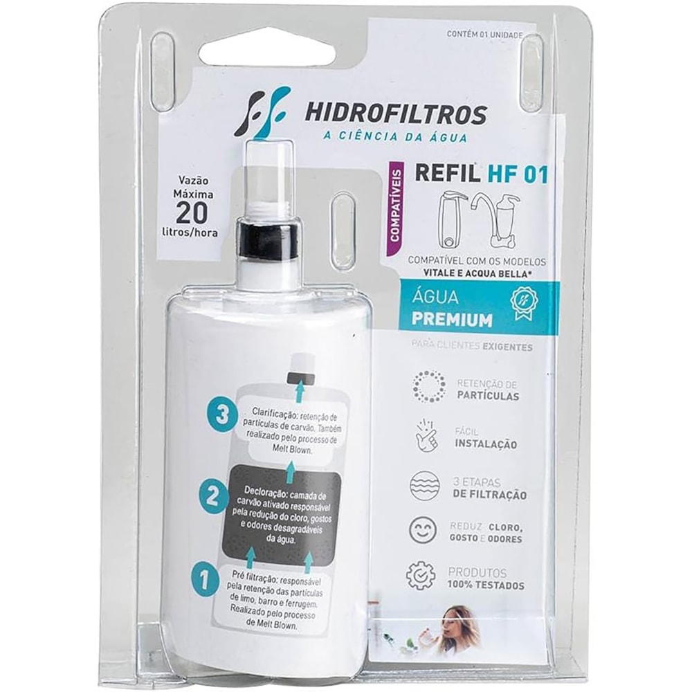 Refil Filtro de Agua HF01 Acquabella/Vitale Hidrofiltros