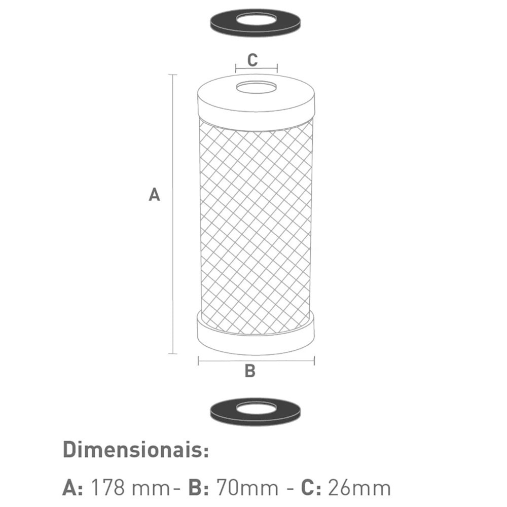 Refil Filtro Purificador de Agua Hidrofiltros Carbon Block 7" Cloro