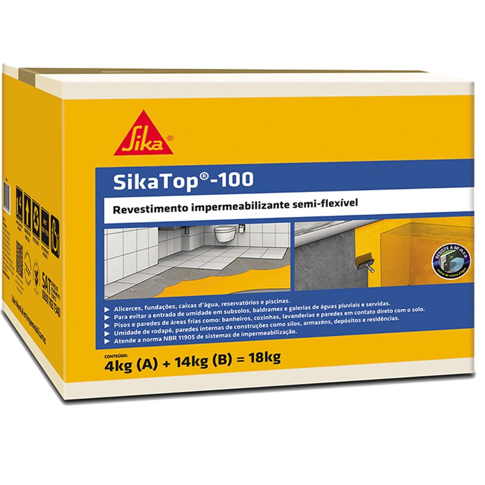 Revestimento Impermeabilizante SikaTop 100 Caixa 18kg Sika