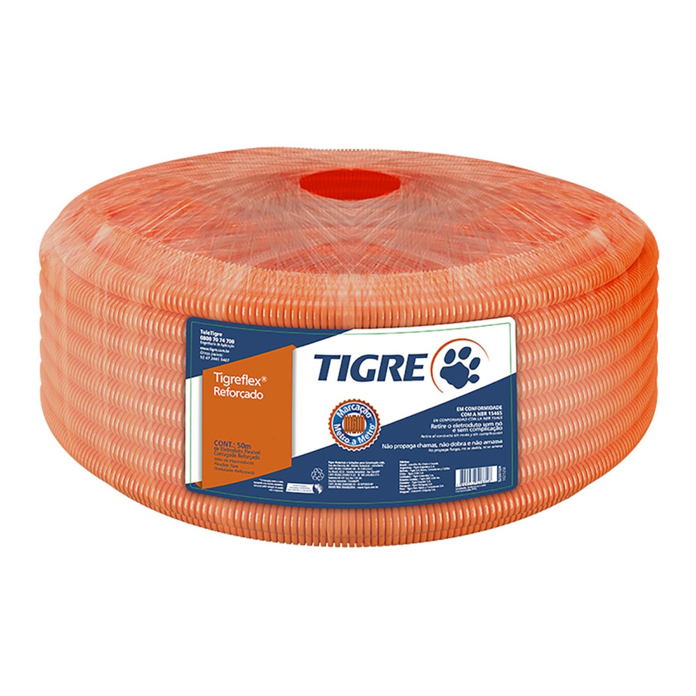 Rolo de 25m Conduite Eletroduto Laranja 1" (32mm) Reforçado Tigre