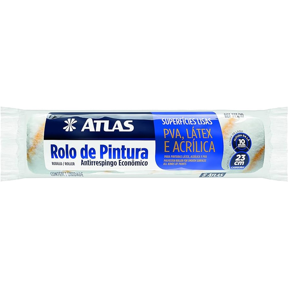 Rolo Lã Sintética Antirrespingo Para Pintura Atlas