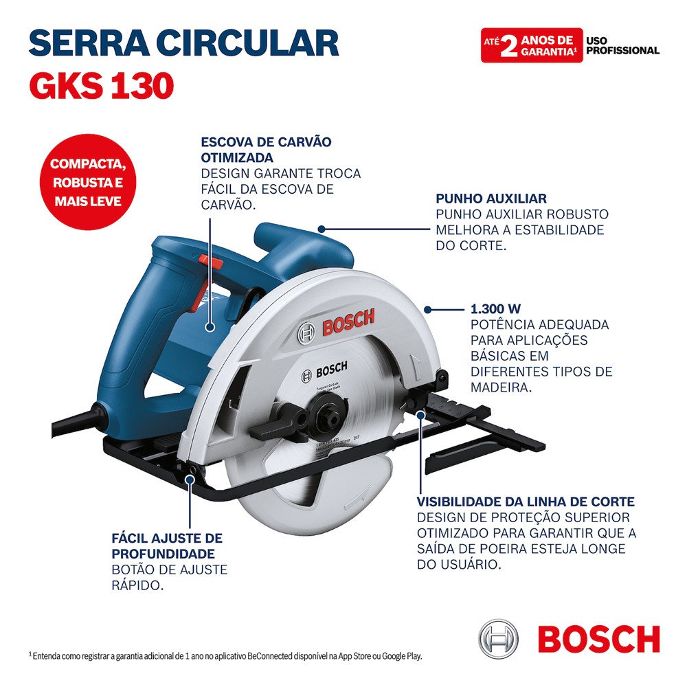 Serra Circular Profissional 1300w GKS 130 c/1 Disco De Corte Bosch