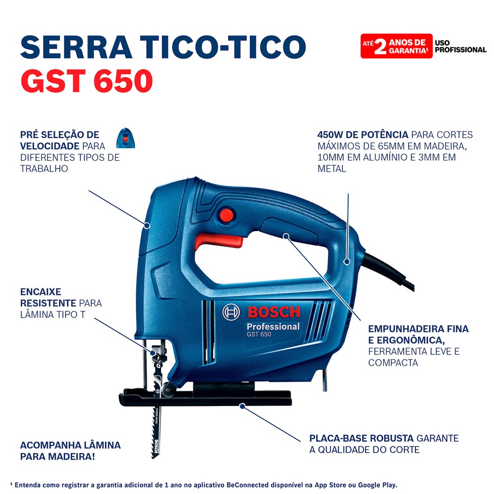 Serra Tico-Tico GST 650 450W Com Lâmina Bosch