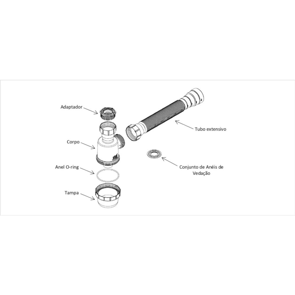 Sifão Copo Branco Sanfonado Universal Herc