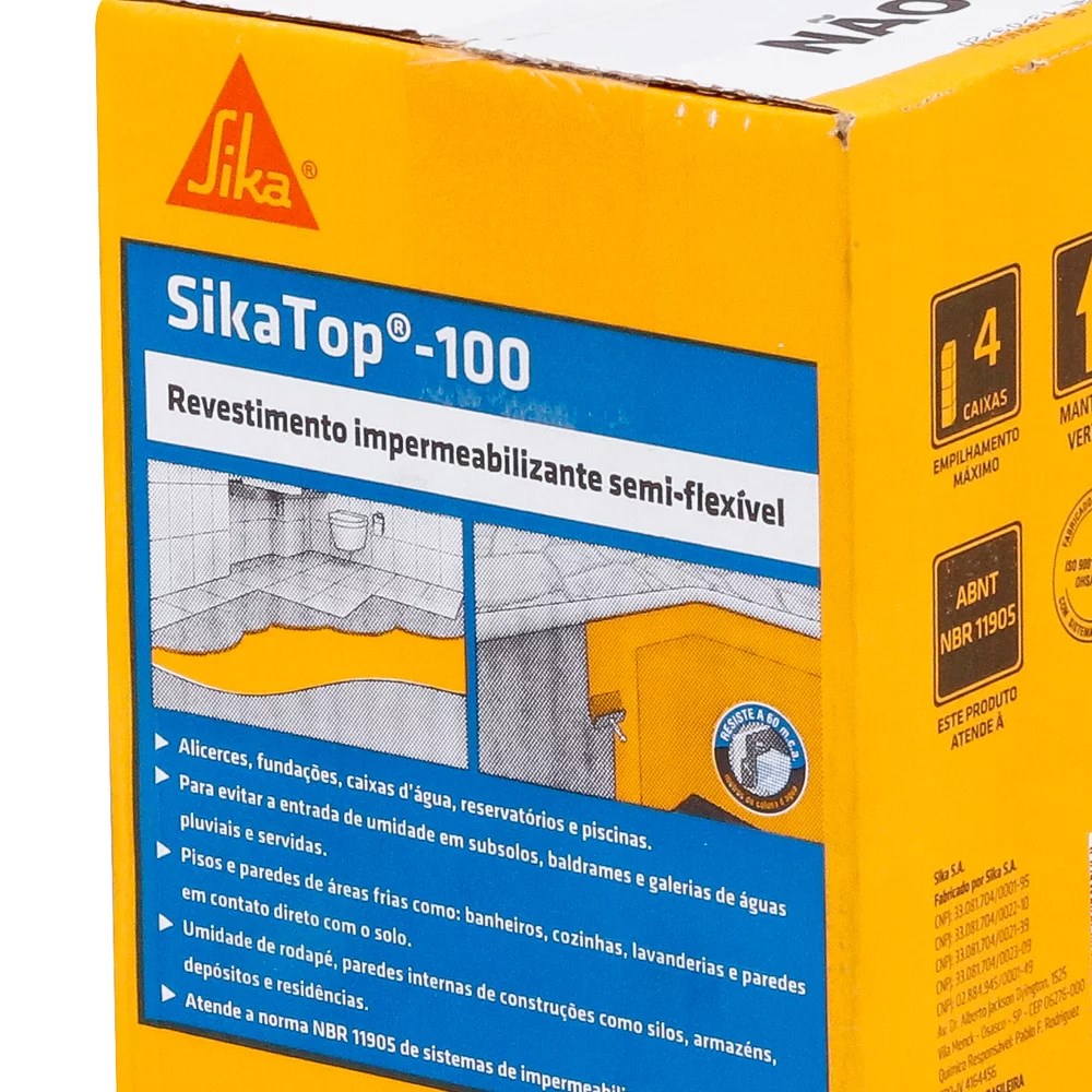 Sikatop 100 Revestimento Impermeabilizante 4Kg Sika - Casa e Garagem
