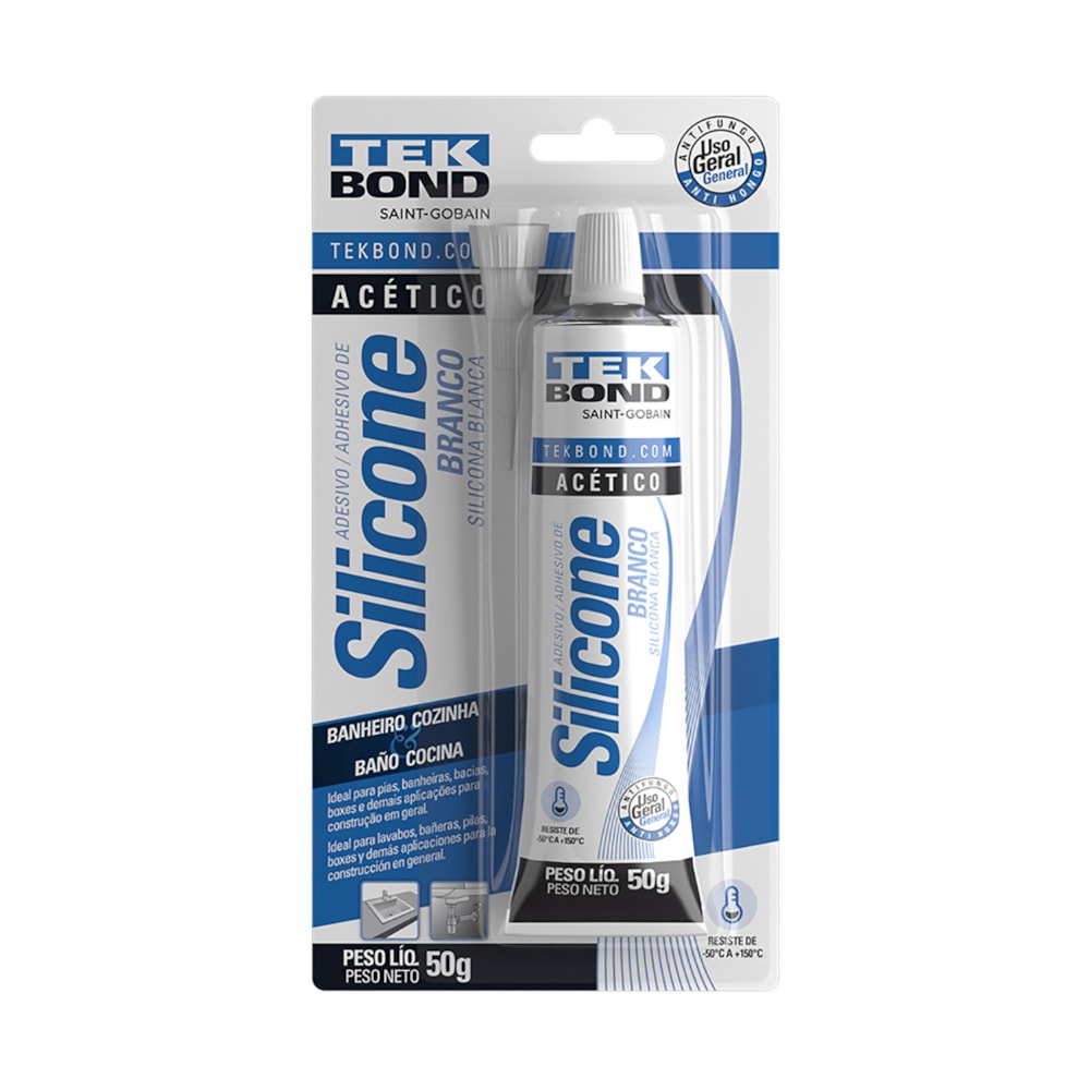 Silicone Acético Branco 50gr Tekbond